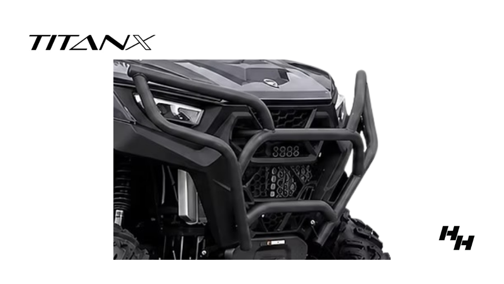 The Titan X side by side comes standard with bumpers.