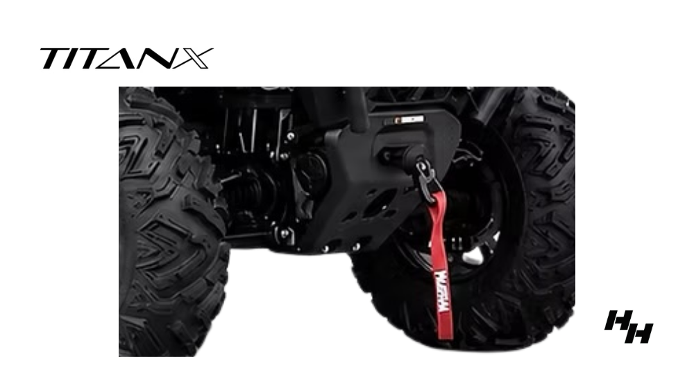 The Titan X side by side comes standard with a built-in winch.