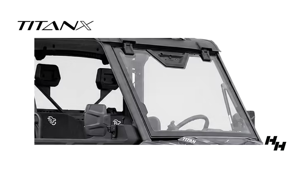 The Titan X side by side comes standard with a front windshield.