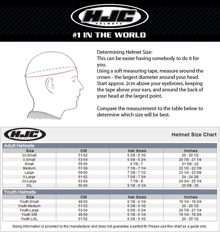 Hjc Helmet Sizes Chart
