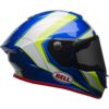 Stock image of Bell Race Star Flex Motorcycle Full Face Helmet Sector Gloss White/Hi-Viz Green/Blue product