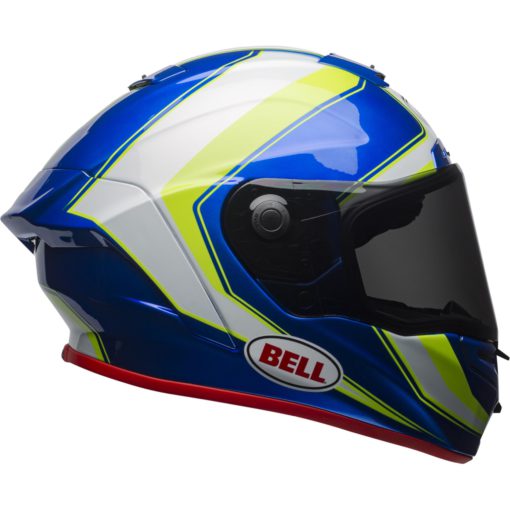 Bell Race Star Flex Motorcycle Full Face Helmet Sector Gloss White/Hi-Viz Green/Blue
