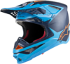 Stock image of Alpinestars Motocross Supertech M10 Helmet - MIPS - Blue/Aqua/Orange FL product