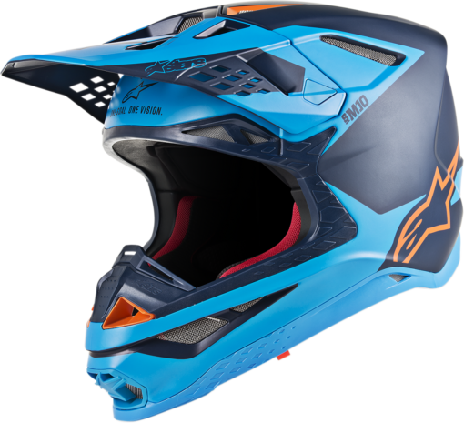 Alpinestars Motocross Supertech M10 Helmet – MIPS – Blue/Aqua/Orange FL