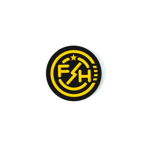 Black sticker with yellow graphic
