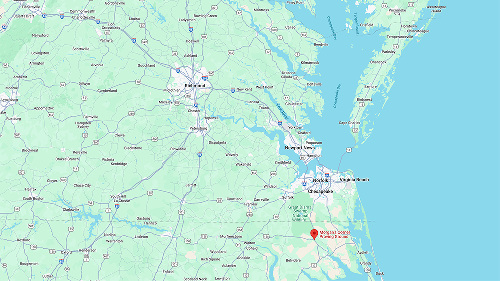 Google Map Location of Morgan's Corner Proving Grounds