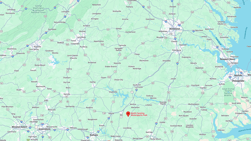 Google Map Location of North Carolina Motorsports Park