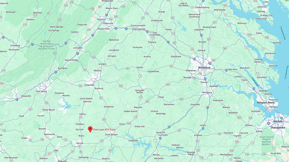 Google Map Location of Pine Lane ATV Trails