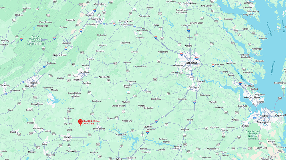 Google Map Location of Red Oak Hollow ATV Trails