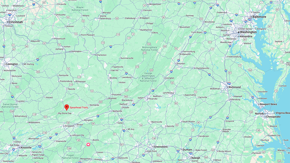 Google Map Location of Spearhead Trails Network